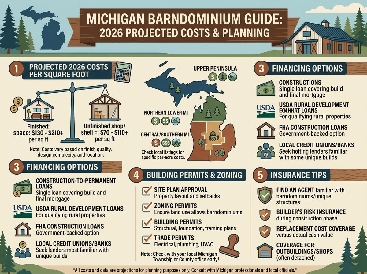 Barndominium Michigan Cost Guide 2026: Prices, Land and More