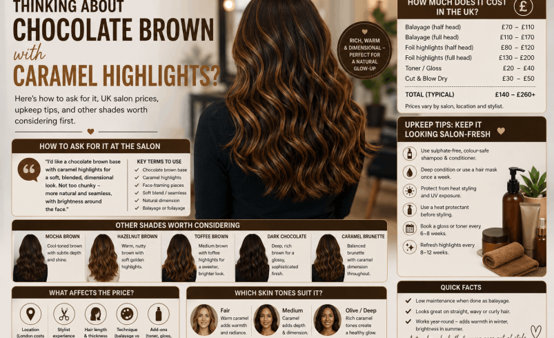 chocolate brown hair colour with caramel highlights