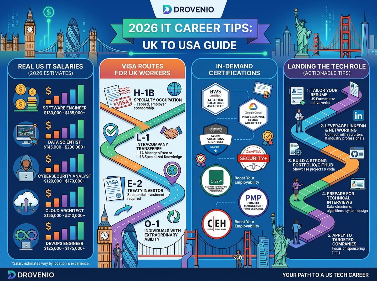 Drovenio IT Career Tips USA: 2026 Guide for UK Tech Workers