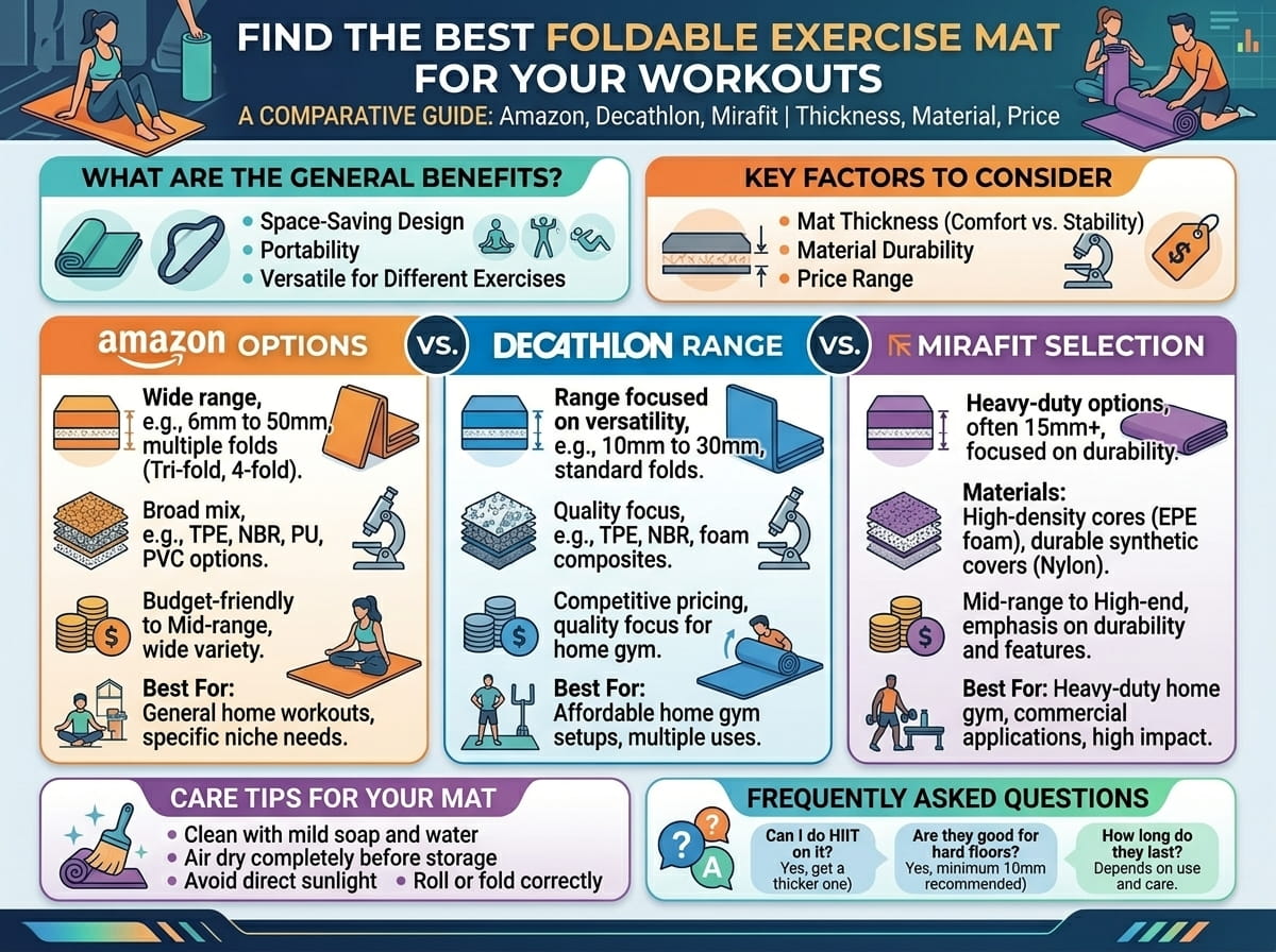 Foldable Exercise Mat: Compare Amazon, Decathlon and Mirafit