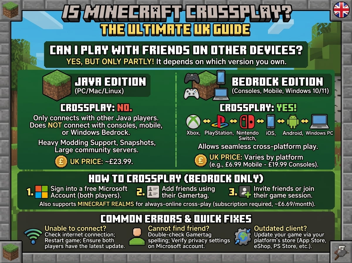 Is Minecraft Crossplay in 2026? Full UK Guide to Cross-Platform Play