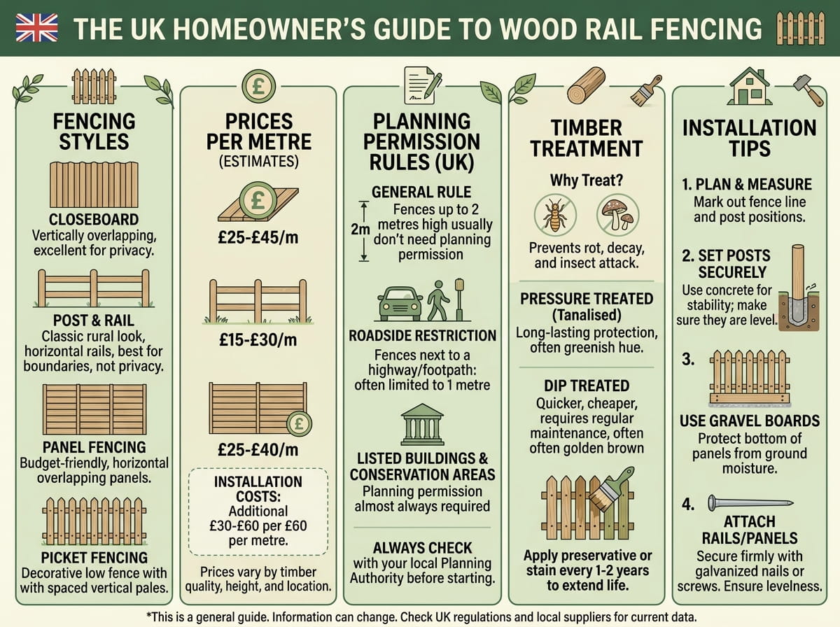 Wood Rail Fence: Complete UK Guide to Types, Costs & Rules